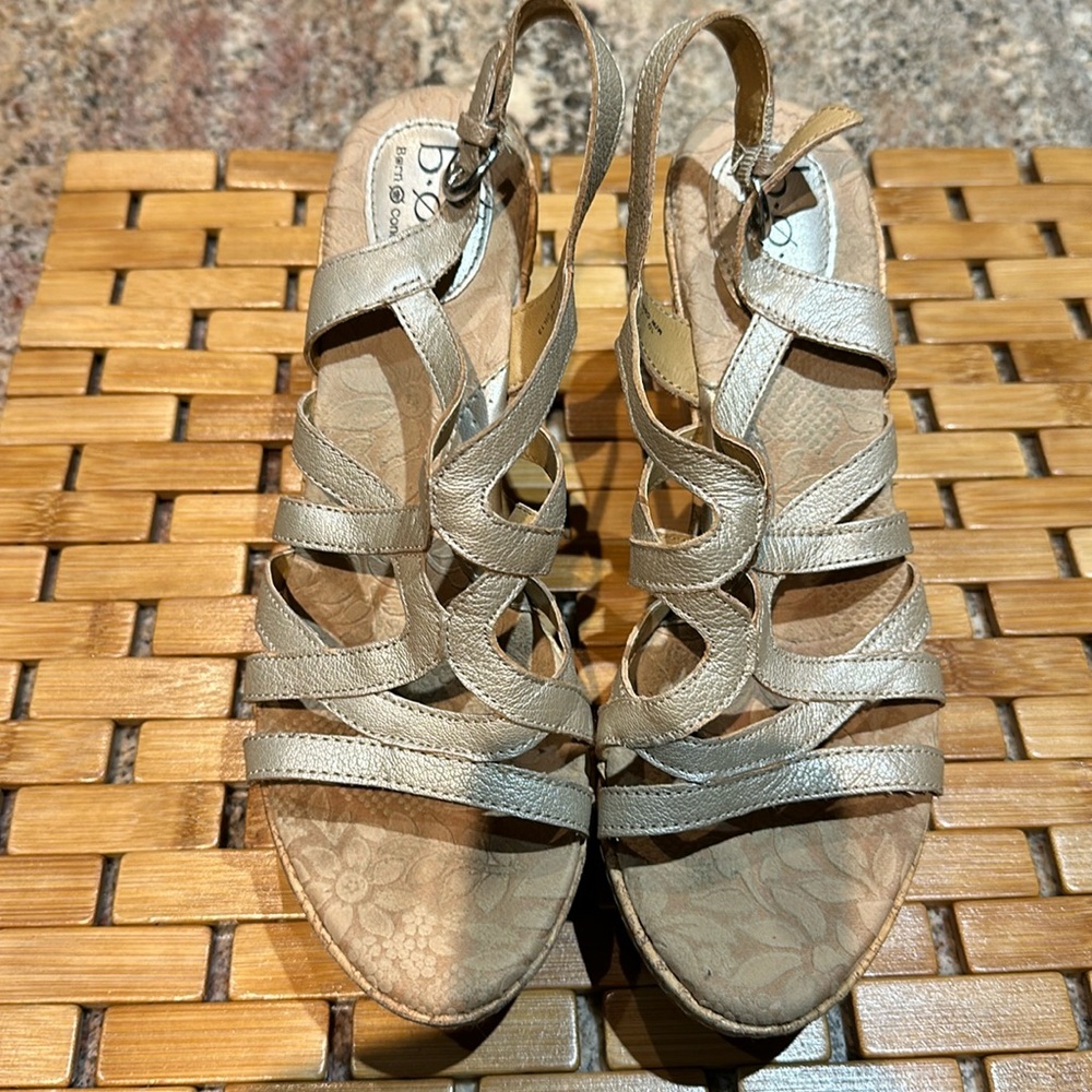 BOC Gold Strappy Wedge Sandals